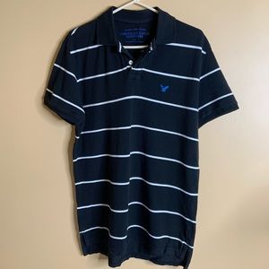 Men’s AMERICAN EAGLE Striped Polo - Medium, Black